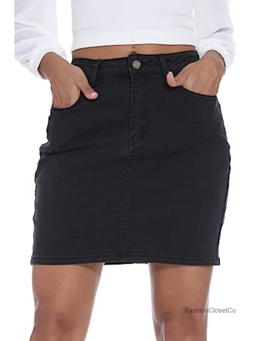 Women's Denim Mini Skirt Stretchy High Waisted Slim Fit